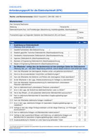 Checkliste Anforderungsprofil an die Elektrofachkraft